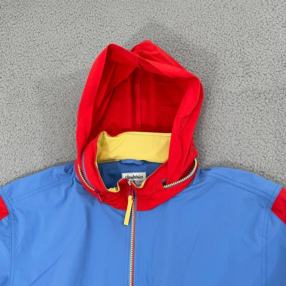 Chubbies All Star Track Jacket Men L Blue Red Colorblock Full Zip Windbreaker